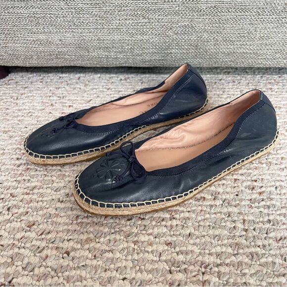 KATE SPADE Clubhouse Leather Bow Ballerina Espadrilles In Blazer Blue - Picture 10 of 12
